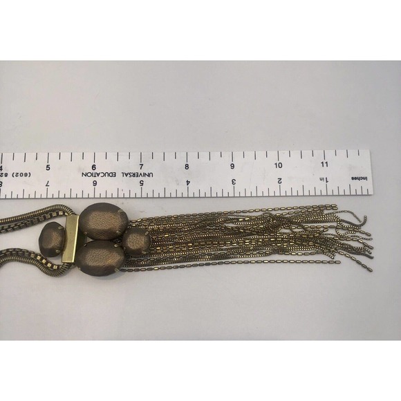 Silpada KR ‘Leather Together’ 30” Long Necklace Brass Leather KRN0015 Dual Chain - Picture 6 of 7